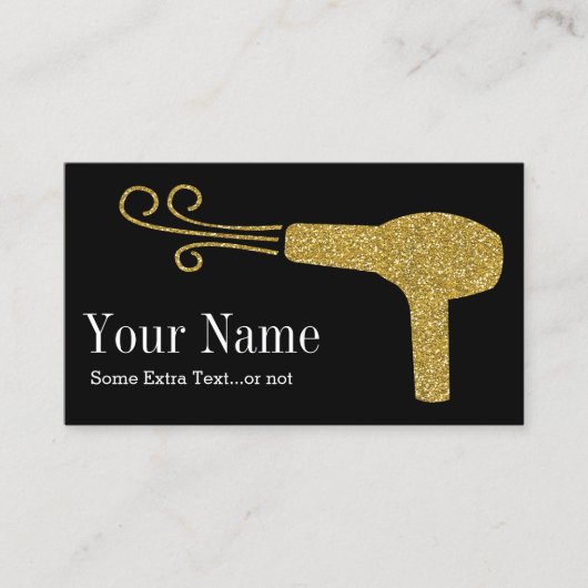 金ゴールドグリッター美容師サロンブラック 名刺 (正面)