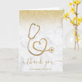 金ゴールドグリッター聴診器ナース感謝していユー カード (黄色い花)