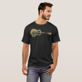 金ゴールドグリッター自然ギター Tシャツ (正面フル)