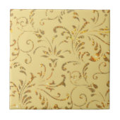 金ゴールドグリッター花セラミックタイル タイル (正面)