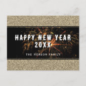 金ゴールドグリッター花火ハッピーニューイヤー2023 シーズンポストカード (正面)