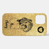 金ゴールドグリッター芸術的インクシーズー(犬)Tzu iPhone 12ケース Case-Mate iPhoneケース (裏面 (横))