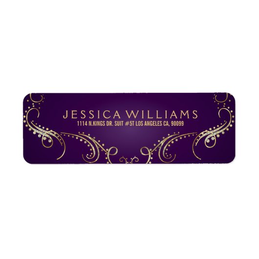 金ゴールドグリッター華美フローラフレーム(紫) ラベル (正面)