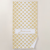 金ゴールドグリッター菱形 ビーチタオル (正面)