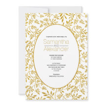 金ゴールドグリッター葉角形結婚状