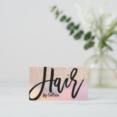 金ゴールドグリッター虹色ホログラフィック美容師 名刺 (スタンド正面)