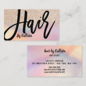 金ゴールドグリッター虹色ホログラフィック美容師 名刺 (正面/裏面)