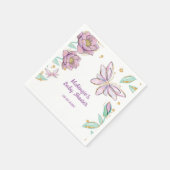 金ゴールドグリッター蝶とフラワーガールベビーシャワー スタンダードカクテルナプキン (角)