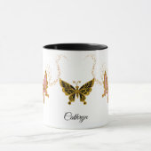 金ゴールドグリッター蝶と星 マグカップ (中央)