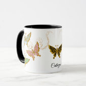 金ゴールドグリッター蝶と星 マグカップ (正面左)