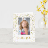 金ゴールドグリッター誕生日キッズガール2写真ありがとう カード (黄色い花)