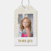 金ゴールドグリッター誕生日女の子2写真ありがとう ギフトタグ (正面)