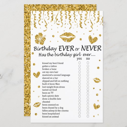 金ゴールドグリッター誕生日常時またはゲームなし (正面/裏面)