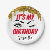 金ゴールドグリッター誕生日18日 | 21日 | 40th | 50th ペーパープレート (正面)