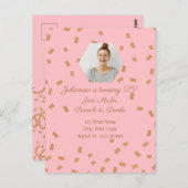 金ゴールドグリッター誕生祝い ポストカード (正面/裏面)