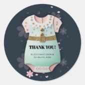 金ゴールドグリッター赤ちゃん服フローラ赤ちゃんシャワー ラウンドシール (正面)