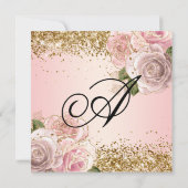 金ゴールドグリッター赤面ピンクフローラ50と素晴らしい 招待状 (裏面)