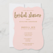 金ゴールドグリッター赤面ピンクブライダルシャワー 招待状 (正面)