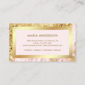 金ゴールドグリッター赤面ピンクマーブルメイクアップアーティスト 名刺 (裏面)