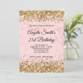金ゴールドグリッター赤面ピンクマーブル21st誕生日 招待状 (スタンド正面)