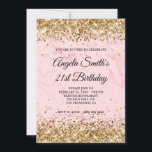 金ゴールドグリッター赤面ピンクマーブル21st誕生日 招待状<br><div class="desc">21歳モノグラムのの誕生日のお誘い。赤面フェイクピンクの大理石デジタルアートグラフィックイメージに対してキラキラと光沢のある金ゴールドグリッター。裏面ファンシーの白黒の書道モノグラムは削除するカスタマイズことができる。このデザインのすべての輝く輝く要素はデジタモダンルガーリー・グラフィックスである。</div>