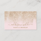 金ゴールドグリッター赤面ピンクモダンメイクアップアーティスト 名刺 (正面)