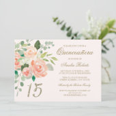 金ゴールドグリッター赤面ピーチフローラキンセアニェラ 招待状 (スタンド正面)