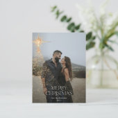 金ゴールドグリッター輝くメリークリスマスフォト シーズンポストカード (スタンド正面)