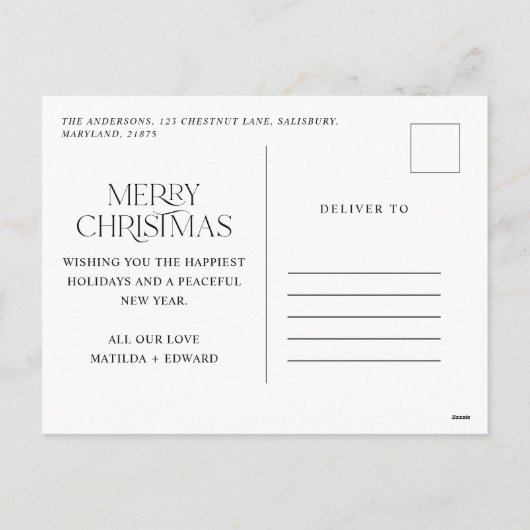 金ゴールドグリッター輝くメリークリスマスフォト シーズンポストカード (裏面)