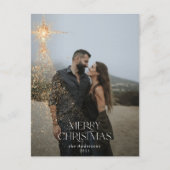 金ゴールドグリッター輝くメリークリスマスフォト シーズンポストカード (正面)