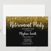 金ゴールドグリッター退職パーティの招待状 招待状 (正面/裏面)