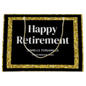 金ゴールドグリッター退職パーティー ラージペーパーバッグ (正面)