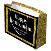 金ゴールドグリッター退職パーティー ラージペーパーバッグ (裏面アングル)