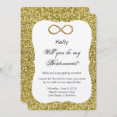 金ゴールドグリッター金ゴールドインフィニティブリデスメイドカード 招待状 (正面/裏面)