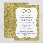 金ゴールドグリッター金ゴールドインフィニティリハーサルディナー招待状 招待状 (正面/裏面)