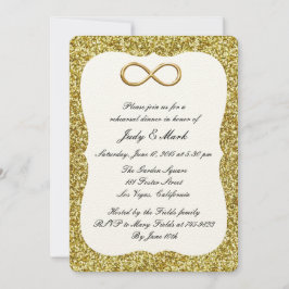 金ゴールドグリッター金ゴールドインフィニティリハーサルディナー招待状 招待状