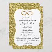 金ゴールドグリッター金ゴールドインフィニティ婚約パーティ招待状 招待状 (正面/裏面)