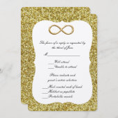金ゴールドグリッター金ゴールドインフィニティ応答カード 招待状 (正面/裏面)