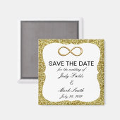 金ゴールドグリッター金ゴールドインフィニティ日付磁石の保存 マグネット (正面/裏面)