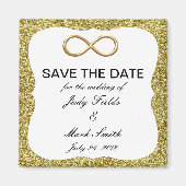 金ゴールドグリッター金ゴールドインフィニティ日付磁石の保存 マグネット (正面)