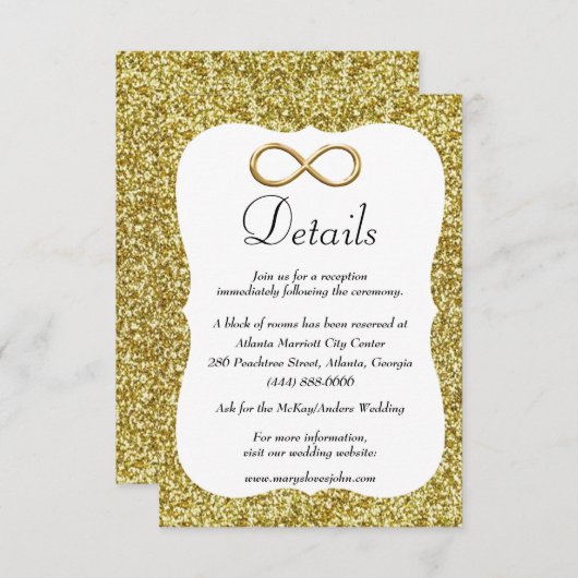 金ゴールドグリッター金ゴールドインフィニティ結婚ズ詳細 エンクロージャーカード (正面/裏面)