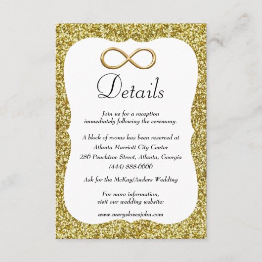 金ゴールドグリッター金ゴールドインフィニティ結婚ズ詳細 エンクロージャーカード (正面)