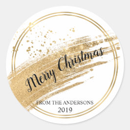金ゴールドグリッター金ゴールド箔クリスマスステッカーのラベル ラウンドシール