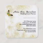 *~*金ゴールドグリッター金ゴールド金箔付きバタフライホワイト スクエア名刺 (裏面)