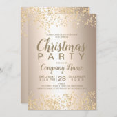金ゴールドグリッター金属クリ企業のスマスパーティー 招待状 (正面/裏面)