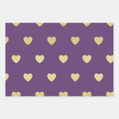 金ゴールドグリッター金属ハートブラックレッドパープル ラッピングペーパーシート (正面3)