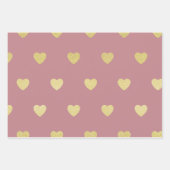 金ゴールドグリッター金属ハートブラックレッドパープル ラッピングペーパーシート (正面2)