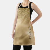 金ゴールドグリッター金属手書きモノグラム名 エプロン (インサイチュ)