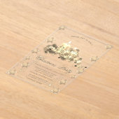 金ゴールドグリッター雪片キャンドルボールクリスマス アクリル招待状 (レイダウン)