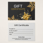 金ゴールドグリッター雪片ギフトボックスブラックギフトカード (正面&裏面)